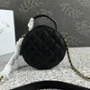 Designer small round bag European and American fashion caviar Ringer chain bag Internet celebrity mobile phone bag mini purse