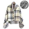 Blankets SEIKANO Thick Plaid Blanket Warm Winter Wearable Blanket Adults Office Travel Soft Fleece Throw Blankets With Button Home Shawl 230816