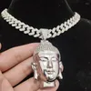 Hänge halsband män kvinnor hip hop buddha halsband med 13 mm kristall kubansk kedja hiphop amulet mode charm smycken gåvor