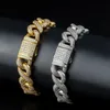 Designerski naszyjnik łańcuchowy dla mężczyzn Sain Bezprodukowane stalowe złoto Sier Sier Nonnish Cuban Link 15 mm szerokość 8 literowa Kształt Inklaid Diamentowe Dzieci Naszyjniki bioder Hip Hop Biżuteria