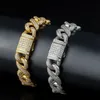 Designerkedjehalsband för män Sainless Steel Plated Gold Sier Non Tarnish Cuban Link 15mm Bredd 8 bokstav Form inlagd diamantkvinnor halsband Hip Hop smycken