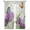 Curtain Flower Butterfly Purple Plant Curtains for Bedroom Home Decor Living Room Sheer Window Curtains Printed Tulle Curtains R230816