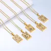 Kedjor Dainty Zodiac Necklace For Women Gold Plated Rostfri Steel Pink Shell Square 12 Constellations hängsmycken gåvor