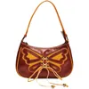 Torby wieczorowe Vintage Torka na ramię Pu skórzane koronkowe paski motylki łańcuch torebki pod pachami torebki torebki Little 230816