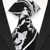 F30 Ręcznie robione czarne białe paski kwiatowe męskie krawaty 100% jedwabny Jacquard tkany biznes formalny garnitur modowy Prezent dla men210g
