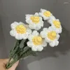 Flores decorativas de 5pcs malha acabada com tecido de flor de flores artesanal de fio de fio de crochê rosa girassol margarida decoração de casamento