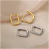 Hoop Huggie Square Circle örhängen för kvinnor 100% 925 Sier Shiny Cubic Zircon Earring 2023 Trendy Jewelry Drop Delivery DHFS1