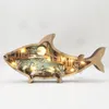 Tält och skyddsrum Marine Animal Woode Handicraft Creative Wind Carving Fish Table Decoration With Light 3D in Home Room 230815