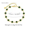 Braccialetti di collegamento 18k oro in oro intarsiato Bracciale zircone verde scuro per donne eleganti rotonde zirconia cubica catena di lunghezza regolabile