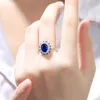 Clusterringen Luxury Women 925 Sterling Silver Ring 2.75CT Echt Gem Lab Gegroeide Sapphire edelstenen sieraden voor damescadeau