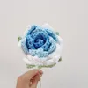 Dekorativa blommor handstickat garnblomma virkningssimulering Gradient Rose Home Creative Decoration Wedding Party Festive Gift