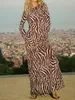 기본 캐주얼 드레스 여성 섹시한 긴 슬리브 바디콘 맥시 긴 드레스 플레어 둥근 커프 라운드 칼라 슬림 클럽 파티 드레스 230815