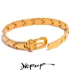 Bracelets de charme YHPUP Corrente de textura de aço inoxidável 3 cores Branquilha de pulseira cubana Homens Mulheres de alta qualidade Metal Impermeável Jóias unissex 230816