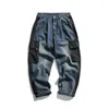 Mannen jeans mannen los casual splice denim lading broek mannelijk Japan streetwear mode vintage brede poot harem broek