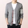 Mens Sweaters Season ThreeColor Striped Mens Cardigan Coat Trendy Striped Mens Cardigan Coat Wool Knitwear Sweater Cardigan 230815