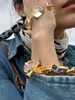 Charm Bracelets Brass Statement Chunky Colorful Retro Beads Bracelet Women Jewelry Designer t Show Runway Gown Rare Ins Japan Korean Trendy 230815