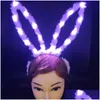 Decoração de festa 10pcs 18,5 cm LED orelhas longas e luminárias Mulheres meninas iluminam acessórios de cabelo Halloween Rave Supplies Drop dell DHE75