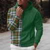 Men's Hoodies Plaid Print Sweatshirt Casual Streetwear Hoodie Color Block Tops Dailywear Sweatshirts For Men Plus Size Sudaderas 2023