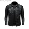 Men's Jackets Men's Pu jacket autumn and winter ultra-thin and thickened bicycle jacket men's leather jacket Z230816