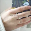 With Side Stones Cluster Ring 14K Gold Plated Brilliant Mtistone Diamond Chic Wedding Drop Delivery Jewelry Dhgfl