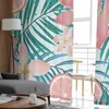 Cortina de tul de limón abstracto de plantas tropicales, cortinas para sala de estar, hogar, dormitorio, cortinas transparentes, cortinas estampadas