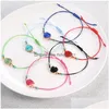 Identification Fashion Druzy Resin Stone Bracelet Make A Wish Card Wax Rope Braided Bracelets Womens Korean Jewelry Gift Drop Deliver Dhjod