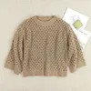 Frauenpullovers Pullover Openwork Rhombus Häkeln Feste Farbe leichter Luxus lässig Fashion Dreiquartierhülse Pullover weiblich 230815