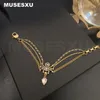 Charm Bracelets Baroque Style White Zircon Spider Pendant 3-Layer Chain Bracelet For Women's Party Jewellery Gifts 230815