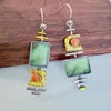 Dangle Earrings Vintage Tribal Green Resin Bohemian Big Long Hollow Drop For Women 2023 Hippie Jewelry