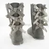 Stiefel 2023 Parität 100% echtes Kuhläden -Leder -Schneestiefel Ribbon Klassische Frauen High Stiefel Warm Winter Frauenschuhe Großer Sizel0816