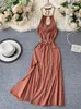 Casual Dresses Yuoomuoo Women Dress Fashion Chains Belt High Split Long Summer Backless Sexy Party Vestidos