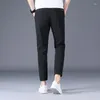 Calça masculina comprimento de gelo seda masculino calça preta cáqui corea fino verão terno casual Chandals man.