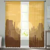 Curtain Desert Cactus Tulle Curtains for Living Room Bedroom Sheer Drapes Modern Printed Design Sheer Curtains R230816