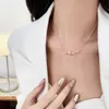 Designer Brand Tiffays Knot Diamond Necklace Womens 925 Sterling Silver High Edition Fashion Versatile Gold Lock Bone Chain