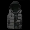 Men's Vests Male Winter Vest Spring Autumn 2023 Sleeveless Jacket For Men Fashion Warm Hooded Light Mens Zipper Work Plus Size