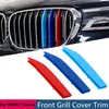 3pcs Kühlergrill Trim Strip Cover-Aufkleber für BMW 7 Serie G11 G12 2016 2017 2018 3D M-Color Car Front Racing Grill Decoration284H