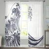 Curtain Simple Waves Style China Tulle Curtains for Living Room Bedroom Sheer Drapes Modern Printed Design Sheer Curtains
