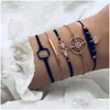 Manchet 5 stks/set sier armbanden vrouw schattige eenvoudige kaart ananas hart tassel vlecht armband sieraden set hypoallergeen cadeau drop leveren dhwqf