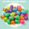 Dekompresyon Oyuncak 36pcs Baskılı Boş Dolgalar Doldurulabilir Paskalya Yumurtaları Plastik Yumurtalar Paskalya Sepeti Doldurma Partisi Sınıf Ödül Malzemeleri 230816