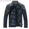 Men's Jackets Autumn and Winter New Standing Collar Motorcycle Men's Gradient Pu Leather Jacket Z230817