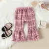 Clothing Sets 6M 4T Baby Girl Ladies Pink Xiaoxiang Style Bow Top With Bell Bottom Pants Two Piece Set Suitable For Autumn and Winter Wear 230815