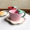 Mugs Japanese And Korean Style Cute Strawberry Ceramic Cup Breakfast Office Saucer Set High Value Coffee Mug Kawaii