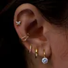 S925 Sterling Silver Hoop Earrings 7mm Cubic Zirconia Charms Earring for Girls Women Luxury Designer Ear Studs Huggies Earrings Jewelry Gift