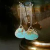 Dangle Earrings Vintage Tribal Green Resin Bohemian Big Long Hollow Drop For Women 2023 Hippie Jewelry