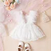 Girl's Dresses Summer Baby Girls Princess Dress Tulle Feather Sleeveless Cotton Floral Infant Children Girls Birthday Dress R230815