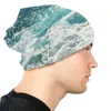 Berets niebieskie fale oceaniczne unisex maska ​​zimowa podwójna warstwa podwójna warstwa cienkie czapki dla mężczyzn kobiety