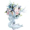 Bröllopsblommor Pink Blue Bride Bouquet Elegant Multicolor Rose Artificial Bridal Accessorie Holding High Quality