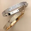 Designer Full Stones Bangle Bracelets Jewelry For Woman Men Luxury CZ Crystal Never Fade Gift for Love Screw Bracelet