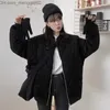 レディースダウンパーカス秋冬の韓国スタイル女性用特大ジャケットVネックパフコーラルリーフパーク女性のゆるい暖かいレトロワイルドシックジャケットZ230817