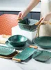Piatti in stile giapponese piatto binaurale con manico in legno personalità arte personalità retrò sushi in ceramica